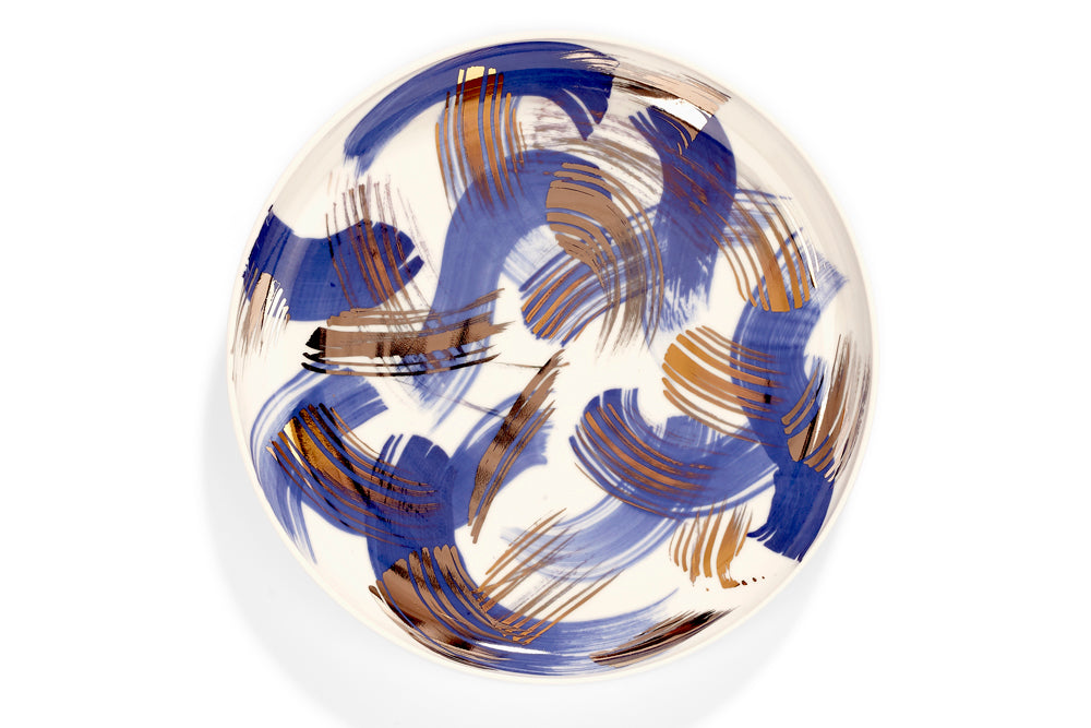 Porcelánový talíř s kobaltem a zlatem