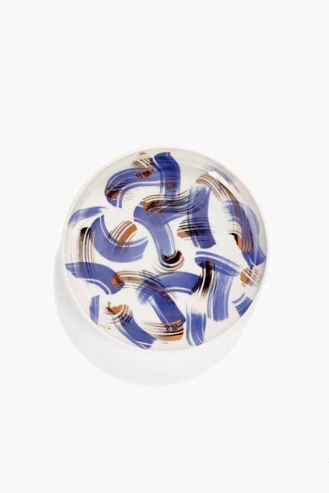 Porcelánový talíř s kobaltem a zlatem