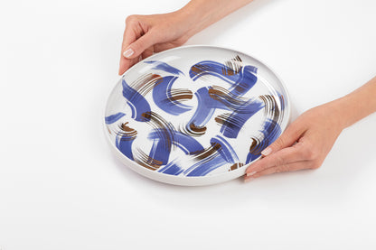 Porcelánový talíř s kobaltem a zlatem